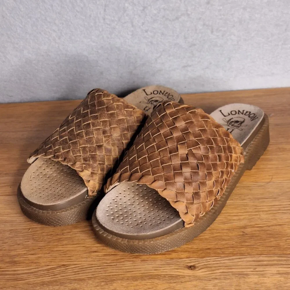 London Underground Vintage 90s Men’s UK 8 8.5 Wood Platform Sandals FLAW